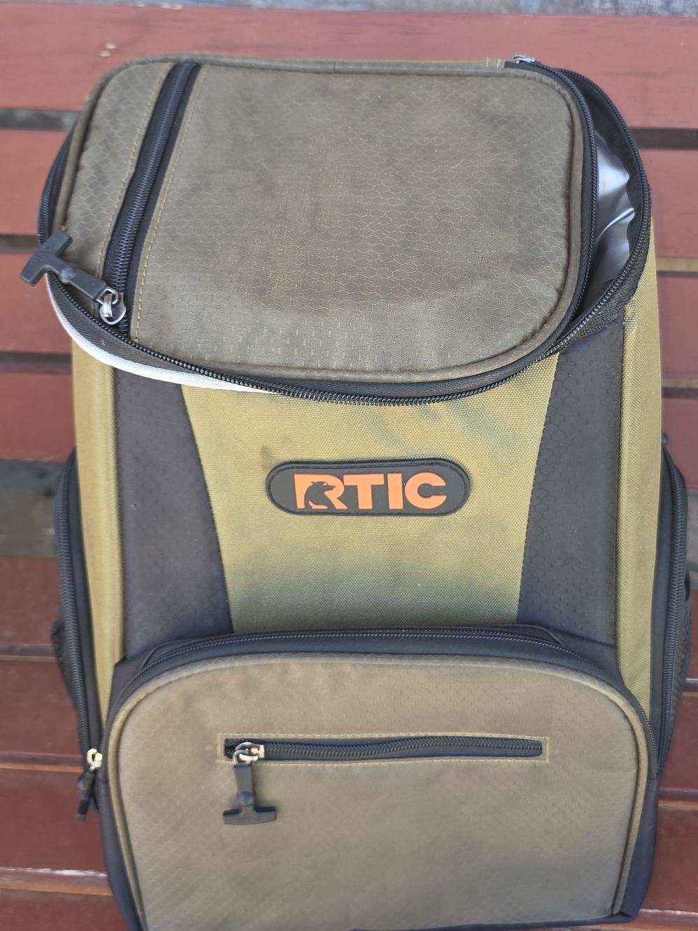 Olive Green and Brown Men's Backpack Cooler